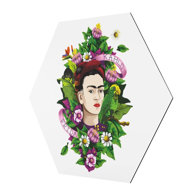 Esagono in Alluminio Dibond - Frida Kahlo - Roses