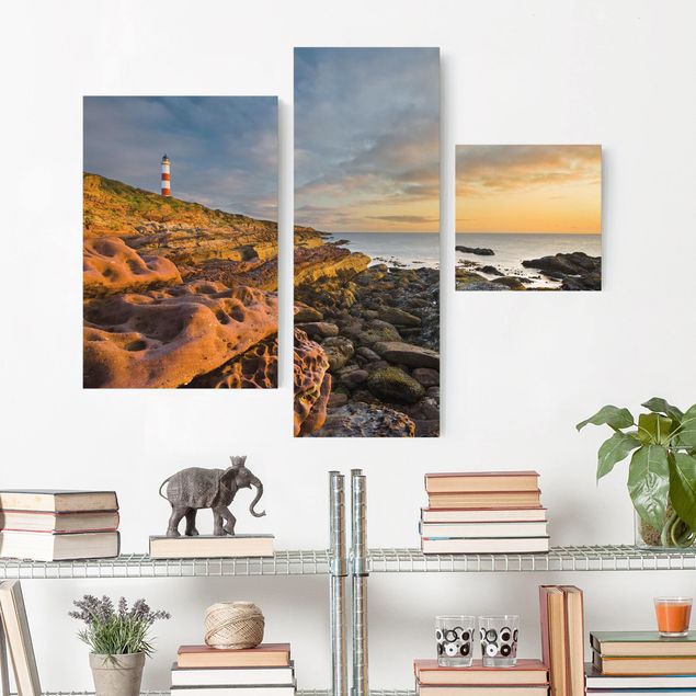 Stampa su tela 3 parti - Tarbat Ness Sea & lighthouse at sunset - Collage 1