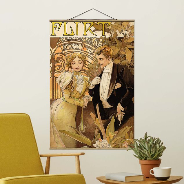 Stampe quadri famosi Alfons Mucha - Poster pubblicitario per i biscotti Flirt