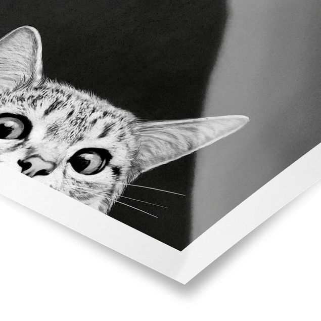 Quadro nero Illustrazione - Gatto Disegno in bianco e nero