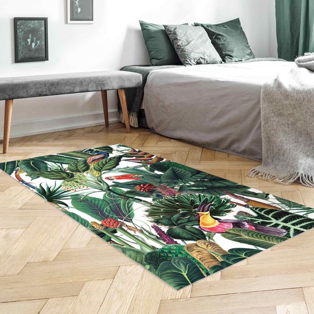 tappeto design moderno Motivo di foresta tropicale colorata