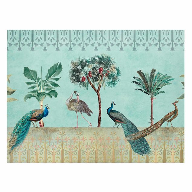 Quadri con fiori Collage vintage - Uccello tropicale e palme