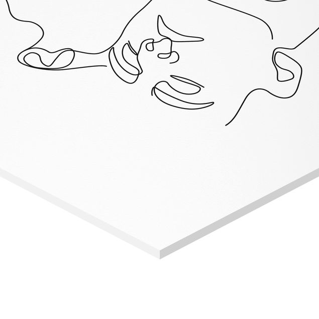Quadri esagonali Line Art - Volti di donna Bianco