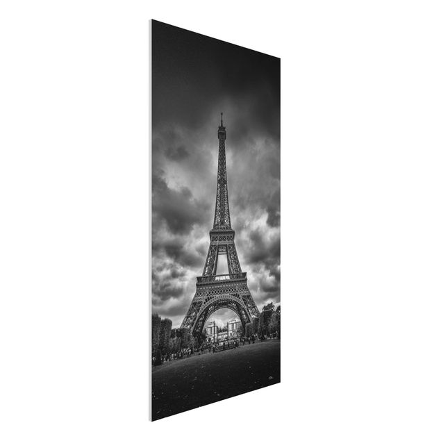 Quadri di Parigi Torre Eiffel davanti alle nuvole in bianco e nero