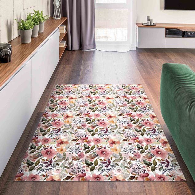 tappeto per esterno Mix di fiori colorati con acquerello