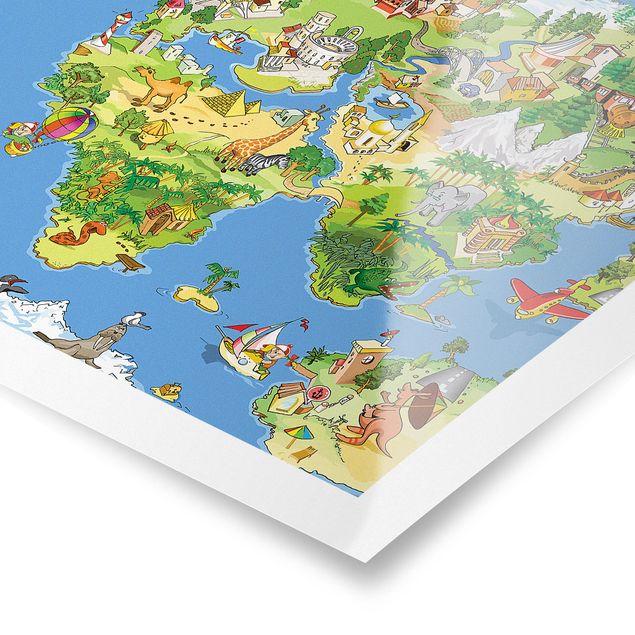 Quadri stampe Mappa del mondo grande e divertente