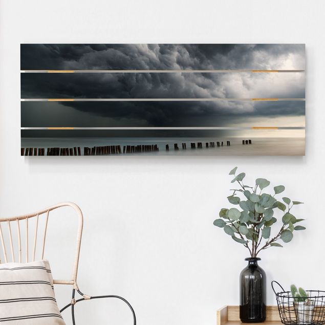 Quadri in legno con spiaggia Nuvole di tempesta sul Mar Baltico