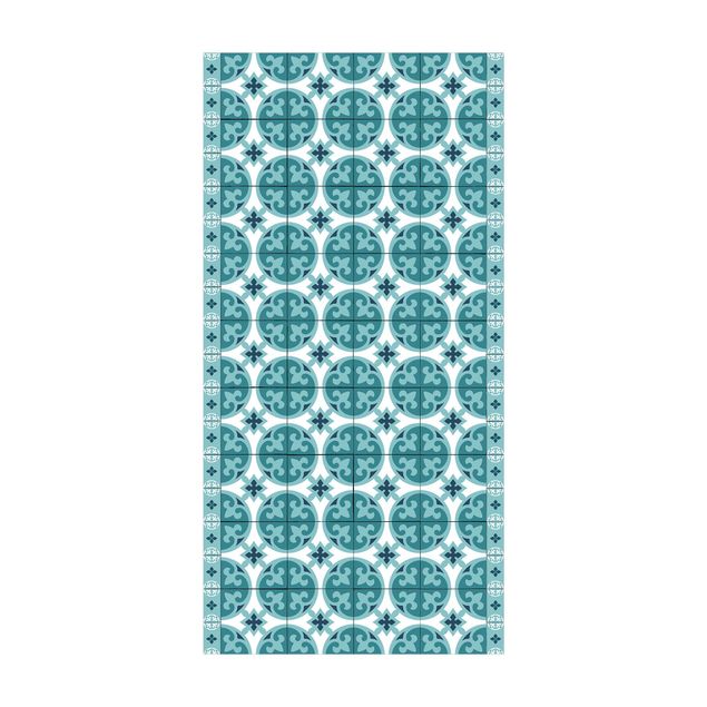 tappeto turchese Mix di piastrelle geometriche Cerchi Turchese