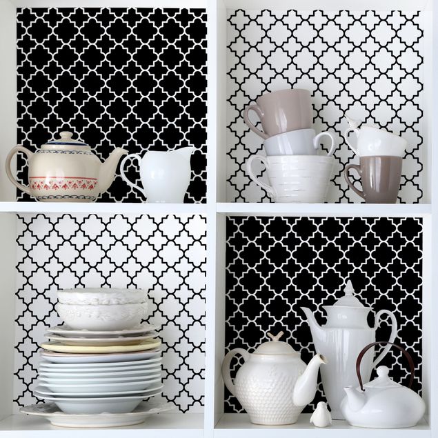 Pellicole adesive per mobili con disegni Set di piastrelle marocchine a forma di quadrifoglio
