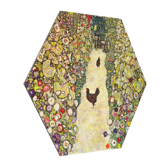Quadri moderni per arredamento Gustav Klimt - Sentiero del giardino con galline