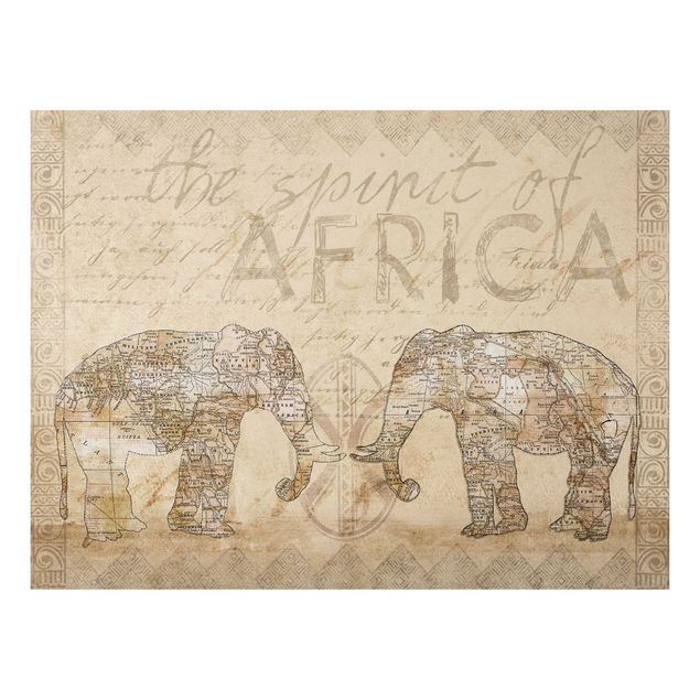 Quadro con elefante Collage vintage - Spirito dell'Africa