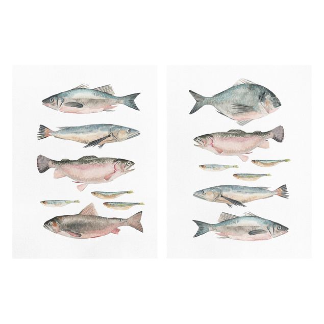 Quadro animali Pesce in acquerello Set I