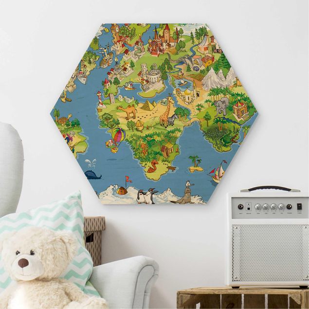 Stampe Mappa del mondo grande e divertente