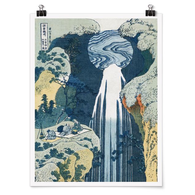 Quadri moderni per arredamento Katsushika Hokusai - La cascata di Amida dietro la strada di Kiso