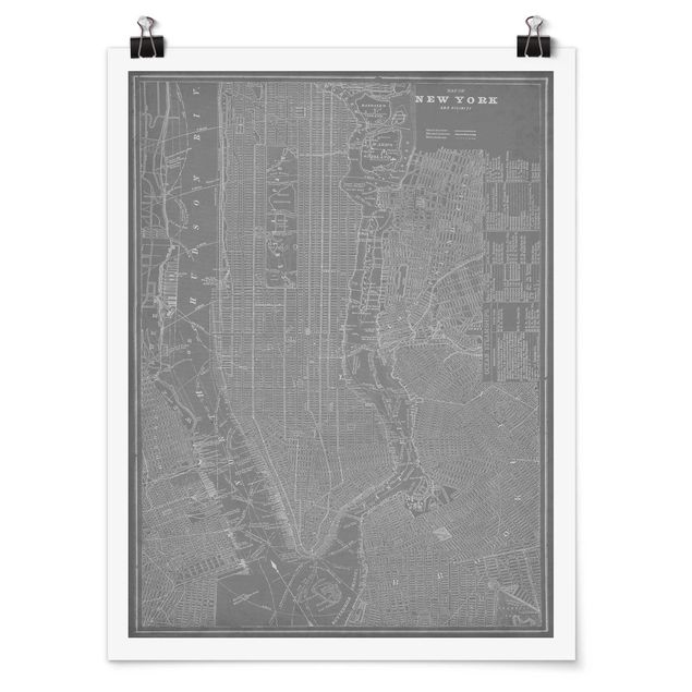 Quadro vintage Mappa vintage New York Manhattan