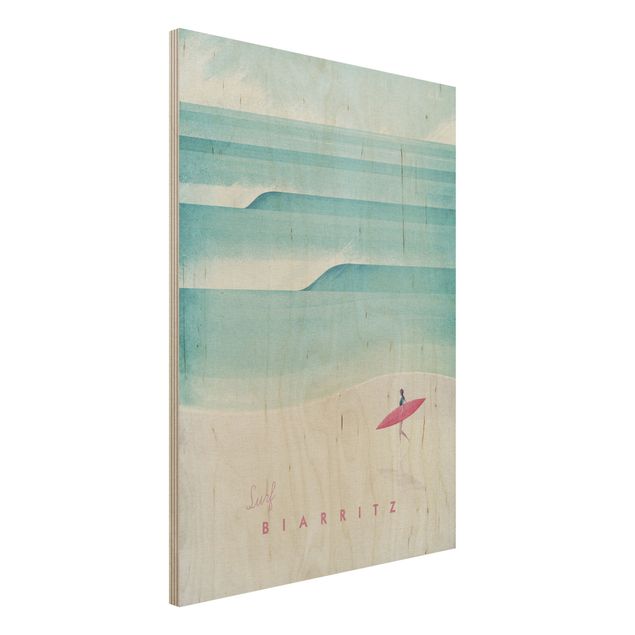 Quadri in legno con spiaggia Poster di viaggio - Biarritz