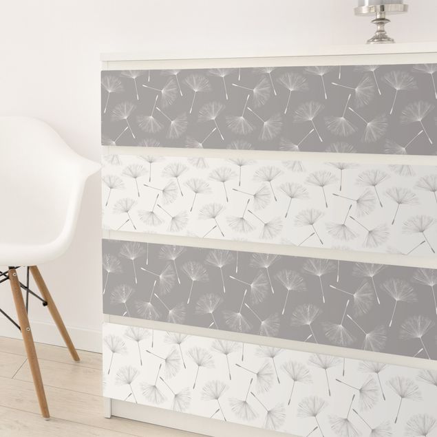 Pellicole adesive per mobili con disegni Set di motivi a Soffione in grigio agata e bianco polare