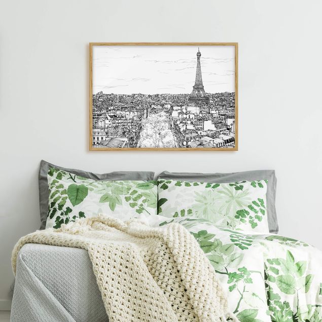 Quadri con cornice in bianco e nero Città studio - Parigi