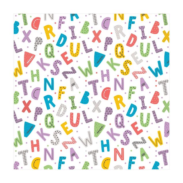 Tappeti grandi Alfabeto con cuori e puntini in colori vivaci