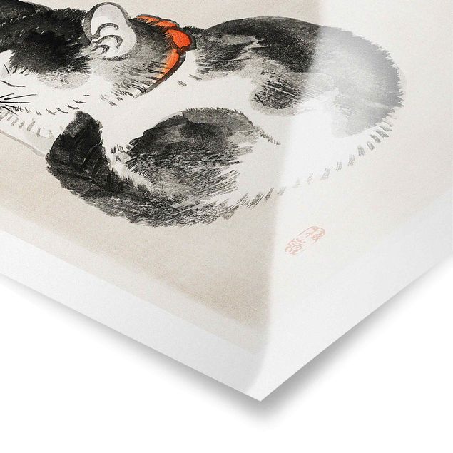 Stampe Disegno vintage asiatico gatto addormentato