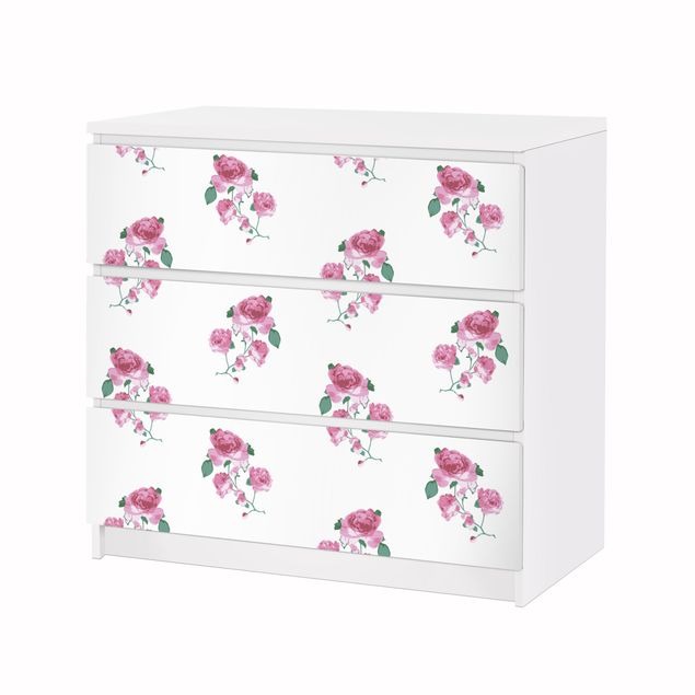 Carta adesiva per mobili IKEA - Malm Cassettiera 3xCassetti - English tea roses