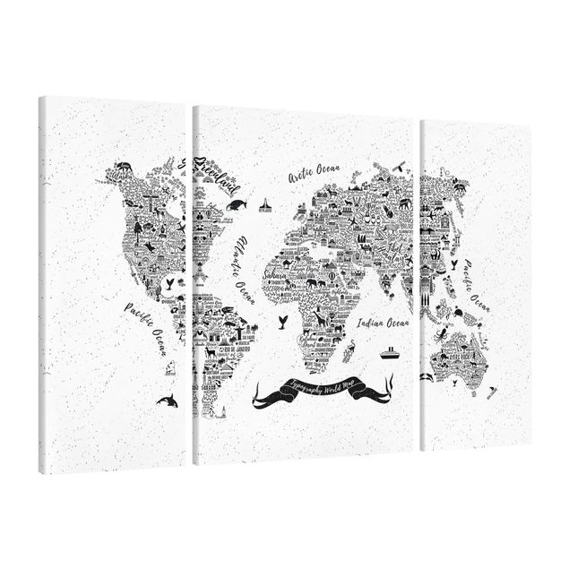Quadri mappamondo Mappa del mondo - tipografica bianca