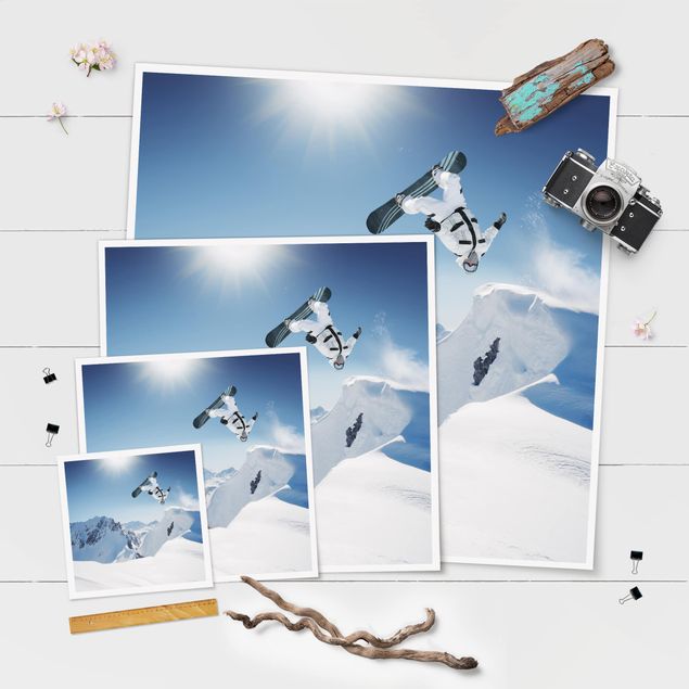 Poster - Snowboarder di volo - Quadrato 1:1