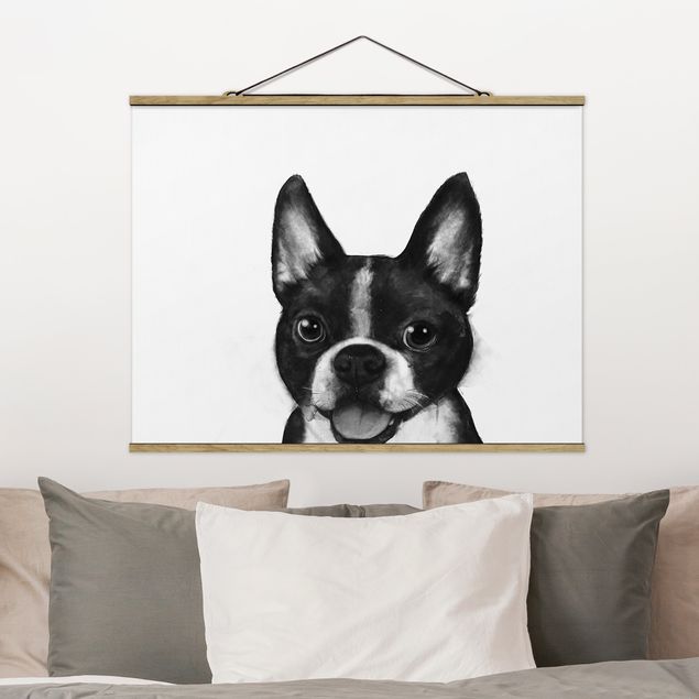 Quadri cani Illustrazione - Cane Boston Pittura Bianco e Nero