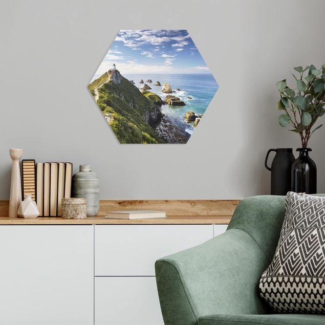 Quadro paesaggio Faro di Nugget Point e mare Nuova Zelanda