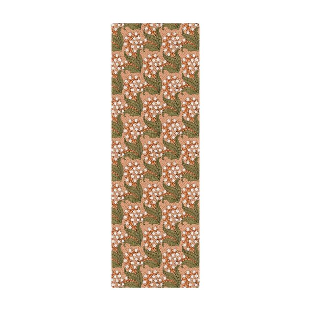 Tappetino di sughero - Cineseria mughetto con petali bianchi - Formato verticale 1:2