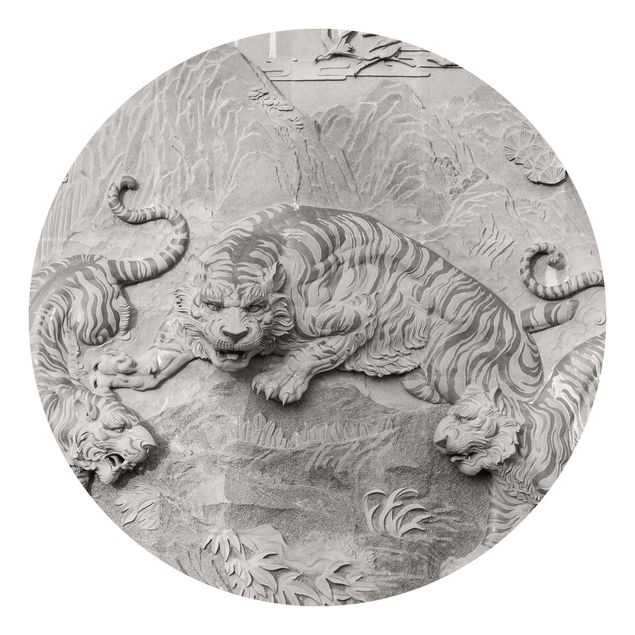 Carta da parati con tigre Tigre cinesina in look pietra