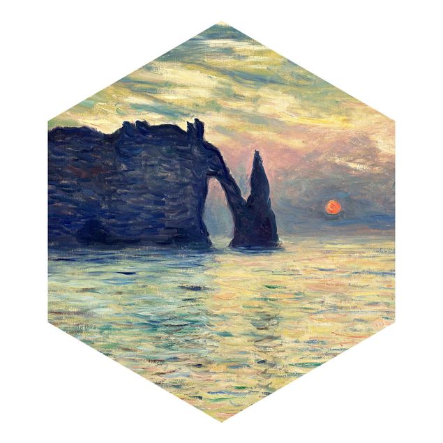 Quadri Impressionismo Claude Monet - La scogliera, Étretat, tramonto