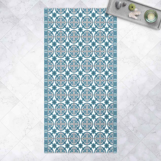 tappeti per balcone Mix di piastrelle geometriche Cerchi Blu Grigio