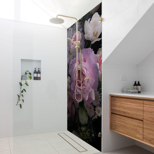 Rivestimento per doccia - Bouquet di rose da sogno