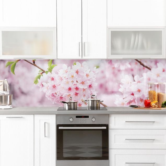 Rivestimenti per cucina con fiori Fioriture di ciliegio giapponesi