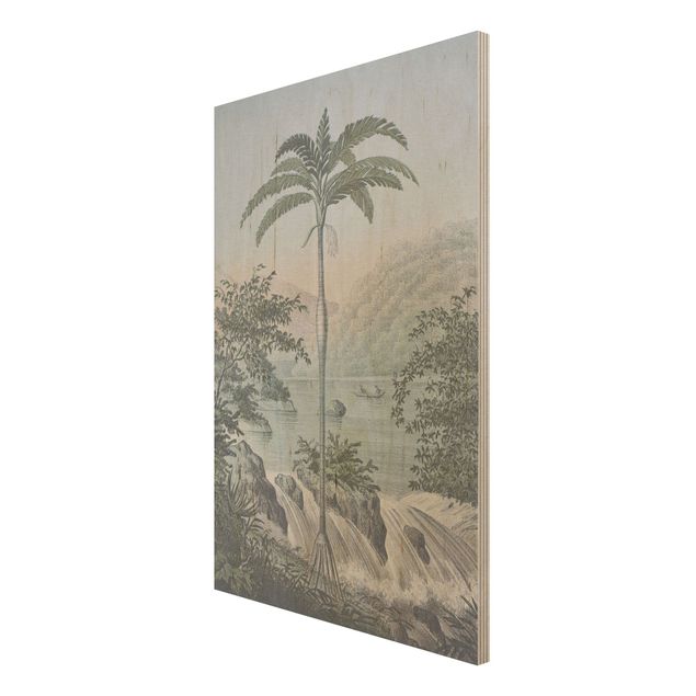 Quadri in legno vintage Illustrazione vintage - Paesaggio con palma
