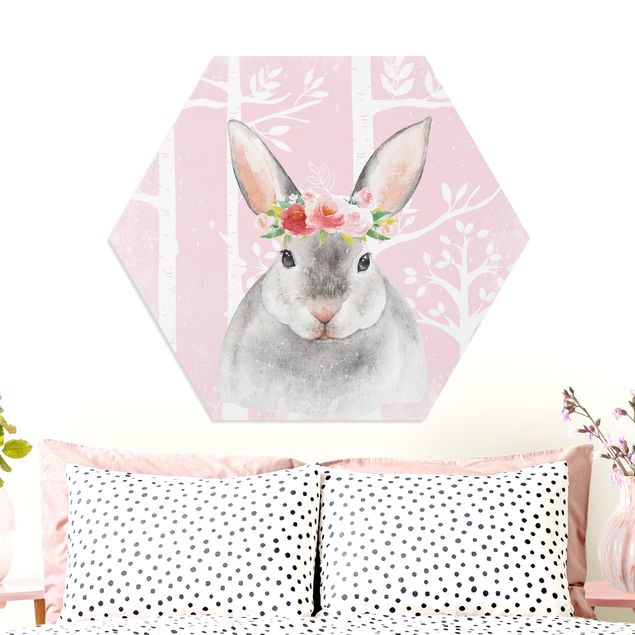 Decorazioni cameretta Coniglio acquerello rosa chiaro