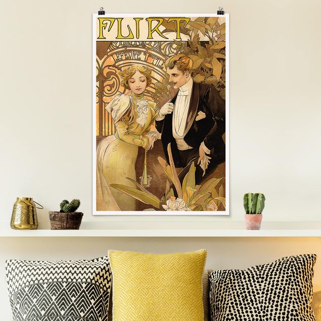 Riproduzioni Alfons Mucha - Poster pubblicitario per i biscotti Flirt