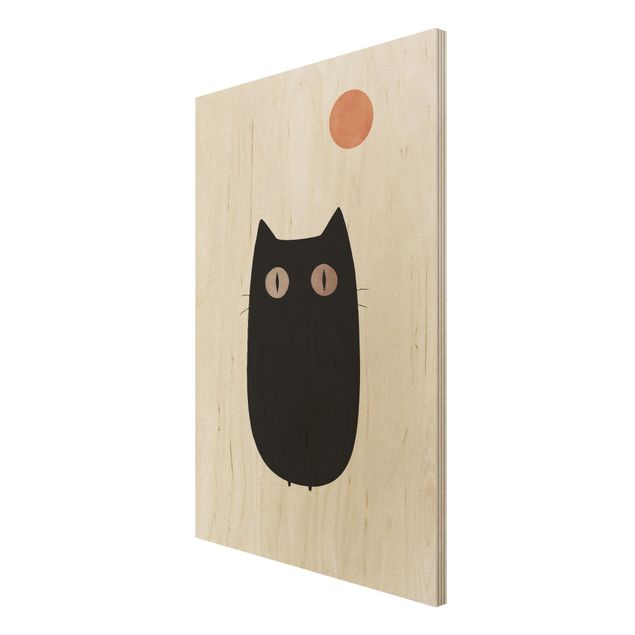 Quadri in legno Illustrazione di un gatto nero