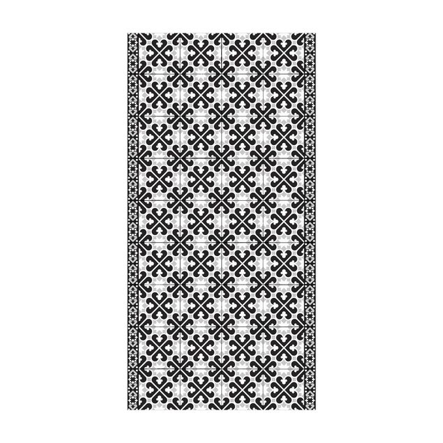 tappeto cucina bianco e nero Mix di piastrelle geometriche Cuori Nero