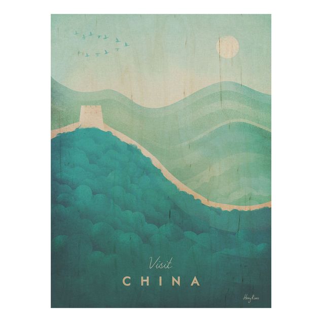 Quadri legno vintage Poster di viaggio - Cina