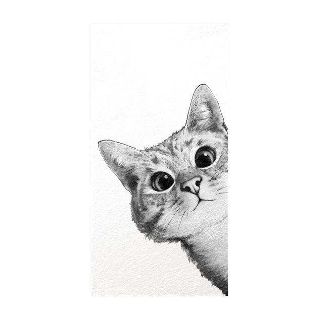 tappeto bianco e nero Illustrazione - Gatto Disegno in bianco e nero