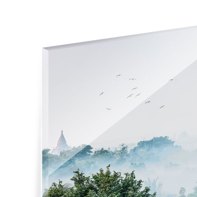 Paraschizzi in vetro - Nebbia mattutina sulla giungla di Bagan - Quadrato 1:1