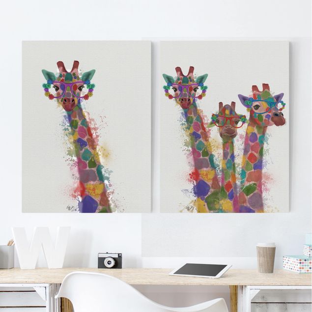 Decorazioni camera bambini Schizzi Arcobaleno Giraffe Set I