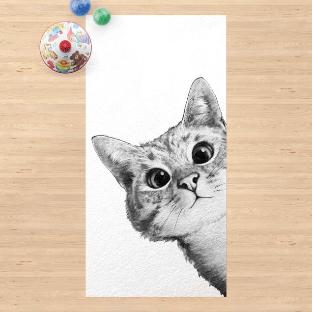 tappeti da esterno Illustrazione - Gatto Disegno in bianco e nero