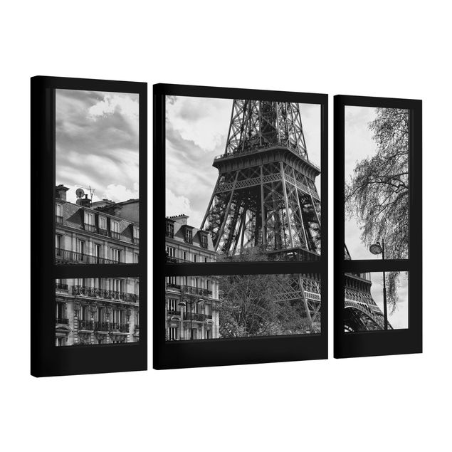 Quadro moderno Window View Paris - Close To The Eiffel Tower In Black And White