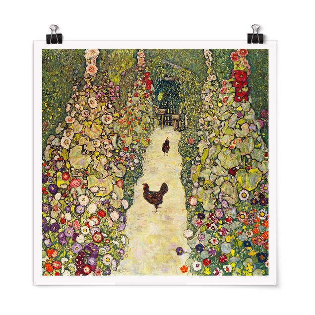 Quadri klimt Gustav Klimt - Sentiero del giardino con galline