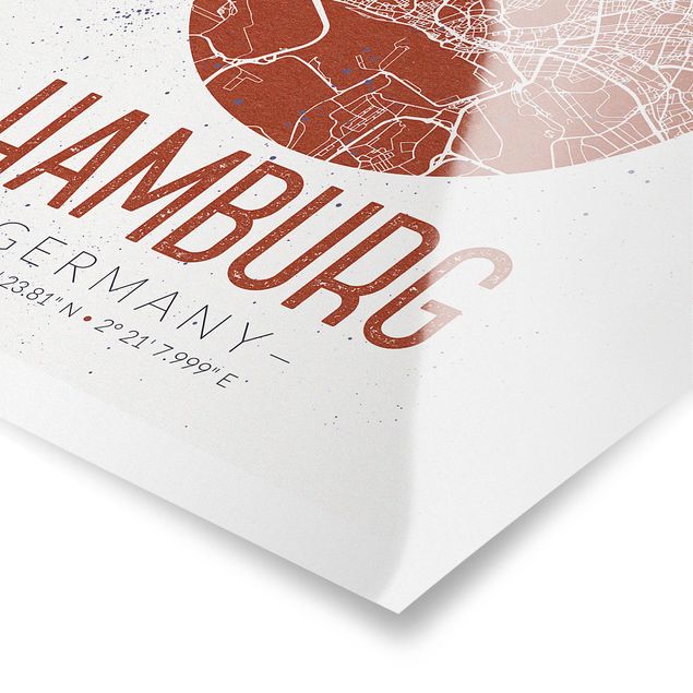 Quadri stampe Mappa di Amburgo - Retrò