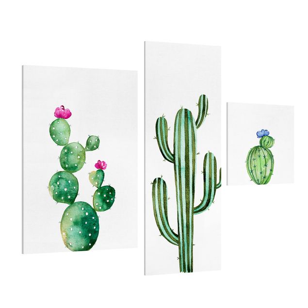 Quadro floreale Set di cactus ad acquerello