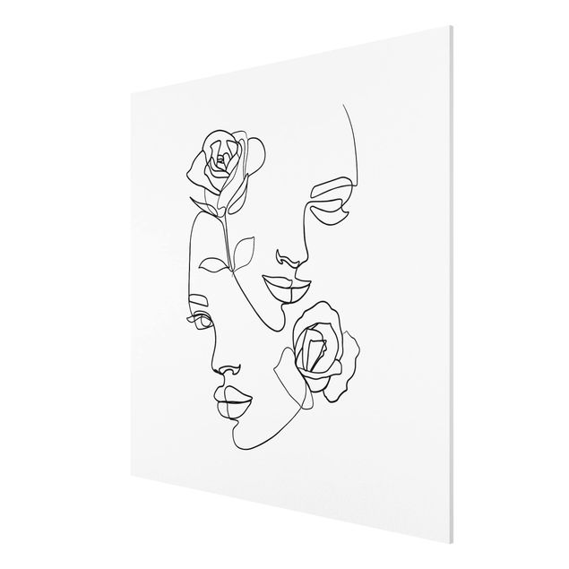 Quadri moderni   Line Art - Volti di donna Rose Bianco e Nero